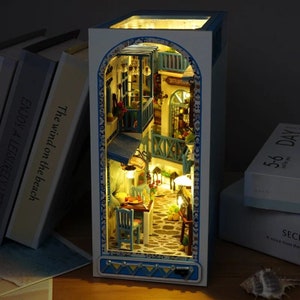 Sea Breeze Book Nook DIY Kit For Housewarming Gift 3D Model Building Bookshelf For Home Decorations Wooden Creative Puzzle Toys