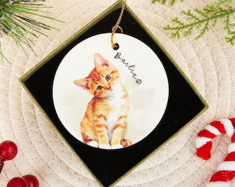 Personalized Pet Watercolor Ornament Using Pet's Photo + Name - Custom Ornament Christmas Dog Ornament,Loss of Pet,Memorial Dog Gift