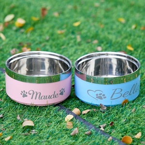 Personalized Dog Food Bowl with Name,Custom Dog Bowl,Dog Food/Water Bowls,Stainless Steel Cat Feeder Bowl Pet Gift,Small Large Bowls for Pet