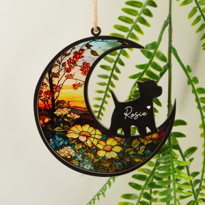 Custom Dog Suncatcher With Name And Date, Personalized Couple Dog Memorial Suncatcher, Dog Memorial Gift, Puppy Loss Gift,In Loving Memory