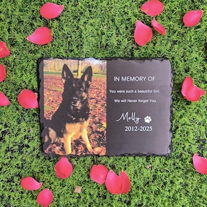 Personalized Pet Dog Memorial Stone with Photo,Pet Grave Marker,Pet Headstone Custom,Garden Memorial Stone,Dog Memorial Stone