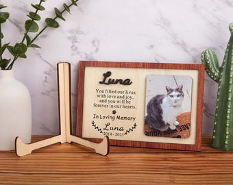 Marco de madera personalizado conmemorativo para perros, recuerdo de mascota con foto artística, regalo de condolencia por la pérdida de una mascota, placa de madera conmemorativa para mascotas, regalos para recordar a una mascota fallecida