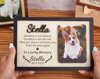 Placa conmemorativa de madera personalizada para mascotas con foto, marco de retrato con soporte, regalos conmemorativos para perros, regalo de condolencias para perros, regalos por la pérdida de una mascota