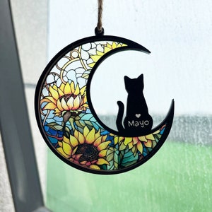 Cat Memorial Suncatcher, Handmade Custom Name Cat Decor, Custom Cat Decor, Loss of Pet Sympathy Gift, Gift for Cat Lovers, Cat Memorial