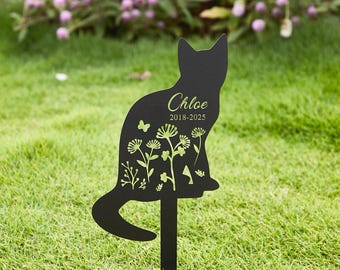 Personalized Cat Memorial Plaque with Stake,Custom Cat Memorial Stake,Cat Grave Marker,Cat Burial Stake,Cat Memorial Gift Metal Garden Stake