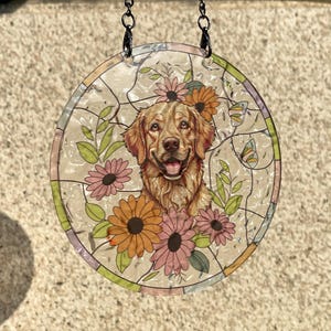 Personalized Pet Portrait Stained Glass Suncatcher, Custom Dog Portrait from Photo, Dog Portrait Art Suncatcher, Pet Memorial Gift