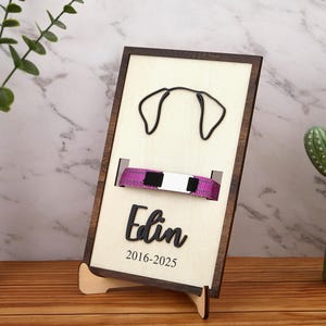 Memorial Pet Collar Sign, Dog Memorial Wood Frame With Collar Holder,Custom Dog Ear Sign,Pet Loss Memorial Gift, Bereavement Gifts