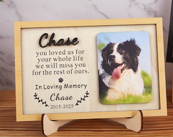 Placa conmemorativa de madera personalizada para mascotas con foto, en memoria de un ser querido, marco para retrato de mascota, regalos conmemorativos para perros, regalo de condolencias para perros, regalos por la pérdida de una mascota