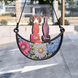 Personalized Dog Mom and Dogs Suncatcher, Pet and Owner Suncatcher, Pet Dog Memorial Gift, Pet Memorial Ornament, Loss of Pet Sympathy
