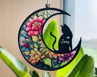 Pet Memorial Suncatcher, Loss of Pet Sympathy Gift, Pet Loss Gifts, Acrylic Windows Hangings Handmade Cat Decor, Cat Lovers, Cat Memorial