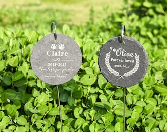 Engraved Pet Memorial Garden Stone Dog Loss Personalized Gift Pet Memorial Stone Garden Sign with Hanging Stake Pet Grave Marker