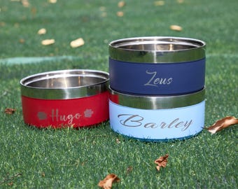 Personalized Engraved Pet Bowl, Add Your Pet's Name, ADD YOUR LOGO, Laser Engraved Bowls,Ideal for Small Dogs Cats,Insulated Gift for Pets