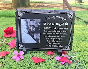 Personalized Pet Dog Memorial Stone with Photo,Custom Pet Memorial Stone,Pet Grave Marker,Dog Memorial Stone,Garden Memorial Stone