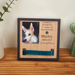 Personalized Dog Memorial Photo Frame with Name and Dates,Custom Pet Remembrance Gift,Memorial Photo Print for Beloved Pet,Collar Holder