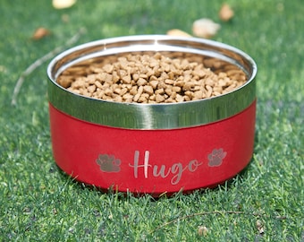 Personalisierte Hundenapf, kundenspezifische Hundefutterschüssel isoliert, Edelstahl-Haustiernapf mit Namen Futternapf Wassernapf Katzenschalen Haustierliebhaber Geschenk