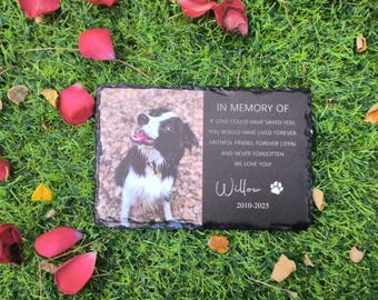 Personalized Dog & Cat Memorial Stone | Custom Pet Grave Markers for Dogs or Cats Engraved with Pet's Name and Photo | Pet Memorial Gift