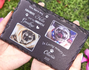 Gepersonaliseerde gedenksteen hond met foto, aangepaste grafsteen huisdier, grafsteen huisdier, gedenksteen hond, gedenksteen tuin