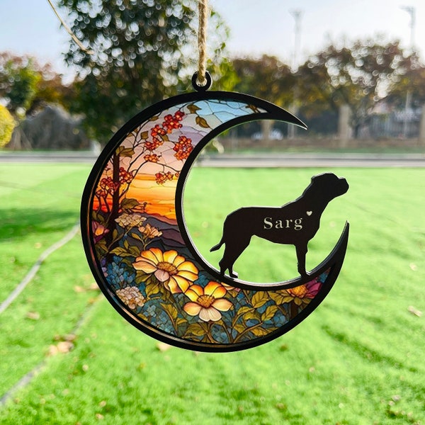 Personalisierter Hunde-Denkmal-Suncatcher, benutzerdefiniertes Pfoten-Design mit Name und Datum, Haustier-Gedenkgeschenk, Haustier-Verlust-Geschenk, Hunde-Denkmal, in liebevoller Erinnerung