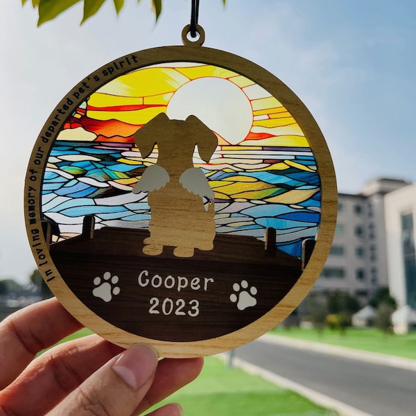 Personalized Dog Memorial Suncatcher, Custom Paw Design With Name And Date, Pet Memorial Gift, Dog Memorial, In Loving Memory, Pet Loss Gift