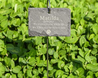 Engraved Pet Memorial Garden Stone with Stake,Custom Outdoor Sympathy Gift for Pet Loss Remembrance,Personalized Dog & Cat Grave Marker