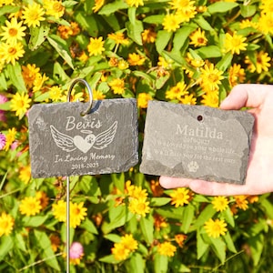 Custom Engraved Pet Memorial Stone,Personalized Slate Dog Cat Memorial Plaque,Pet grave marker,Dog Sympathy Gift,Dog memorial Stone