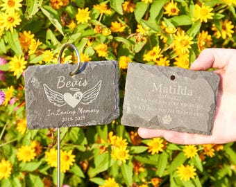 Personalized Slate Dog Cat Memorial Plaque,Custom Engraved Pet Memorial Stone,Pet grave marker,Dog Sympathy Gift,Dog memorial Stone