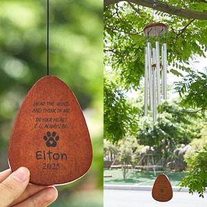 Personalized Pet Memorial Wind Chime,Engraved Cat Dog Loss Sympathy Gift In Memory,Pet Listen to the Wind Chime,Dog Remembrance Gift