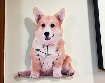 Grande horloge murale personnalisée, horloge murale surdimensionnée en bois 3D personnalisée, horloge silencieuse pour mur, horloge murale photo personnalisée, cadeau pour amoureux des animaux