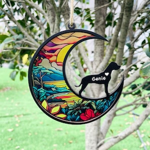 Personalisierte Verlust des Haustier Sympathie Geschenk | Haustier Gedenkstätte Sonnenfänger| Kundenspezifische Hunderasse-Denkmal Suncatcher | Geschenk für Hundeliebhaber