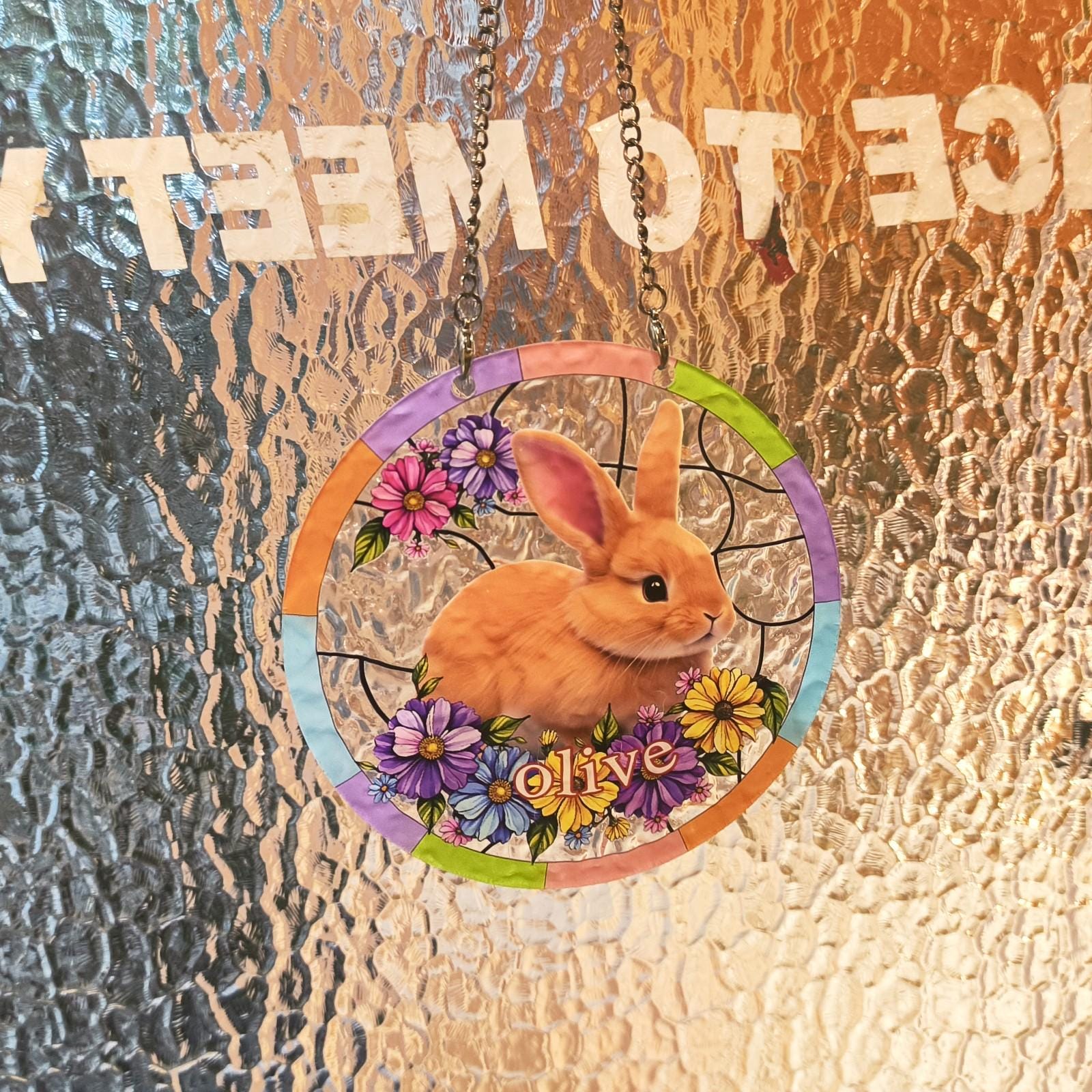 Custom Bunny Portrait Stained Glass Suncatcher / Rabbit Suncatcher ...