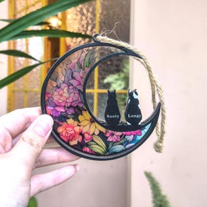 Cat Memorial, Cat Memorial Suncatcher,Pet Memorial Gift, Cat Lovers, Handmade Custom Name Cat Decor,Loss of Pet Sympathy Gift,Pet Loss Gifts