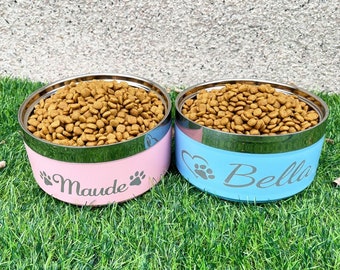 Engraved Stainless Steel Dog & Cat Bowls with Name,Customizable Insulated Food and Water Bowls,Small-Large Bowls for Pet,Unique Pet Gifts