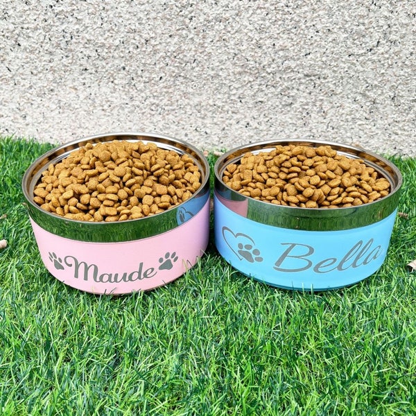 Personalized Engraved Insulated Dog Bowl, Custom Dog Bowl, Personalized Pet Bowl, Dog Mom Gift, Engraved cat dish,Insulated Pet Food Bowl