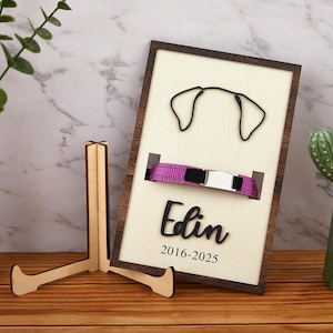 Personalized Dog Ears Line Drawing, Custom Dog Ear Sign,Pet Loss Memorial Gift, Pet Collar Holder, Dog Ears Framed Art, Bereavement Gifts