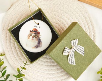 Enfeite personalizado em aquarela para homenagear seu animal de estimação, com foto e nome do pet. Ideal para homenagear cães falecidos, donas de gatos e para quem perdeu um animal de estimação.