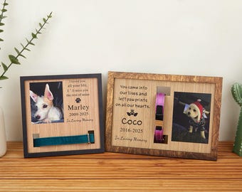 Targa commemorativa personalizzata per collare per cani, cornice commemorativa in legno per cani con porta collare, regali commemorativi per cani, regalo di condoglianze per la perdita di un animale domestico