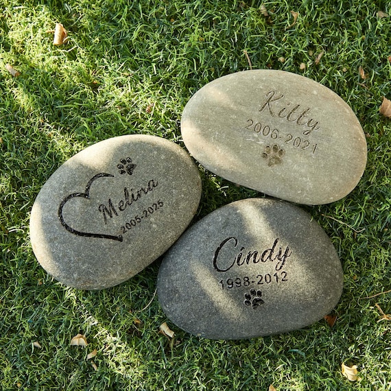Personalized Pet Memorial Stone,Custom Pet Keepsake,Remembrance Gift,Natural River Rock Memorial,In Memory of Cat or Dog,Animal Lover