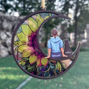 Haustier-Denkmal Suncatcher, Verlust des Haustier-Sympathiegeschenks, handgemachtes individuelles Hunde-Dekor, graviertes Hunde-Liebhaber-Geschenk für Mutter-Geburtstag