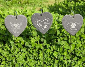 Engraved Pet Memorial Garden Stone with Stake,Custom Outdoor Sympathy Gift for Pet Loss Remembrance,Personalized Dog & Cat Grave Marker