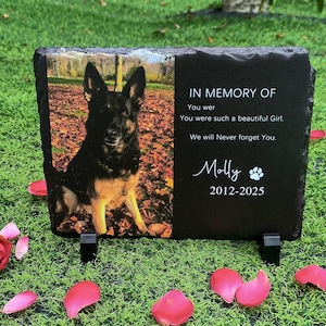 Personalized Pet Dog Memorial Stone with Photo,Pet Grave Marker,Pet Headstone Custom,Garden Memorial Stone,Dog Memorial Stone