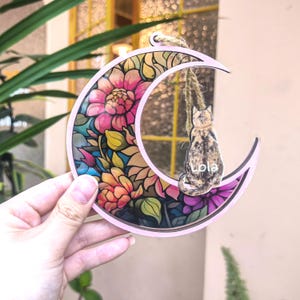 ペットメモリアルサンキャッチャー、アクリル窓吊り下げハンドメイド猫装飾、ペットロスお悔やみギフト、ペットロスギフト、猫メモリアル、猫好きの方