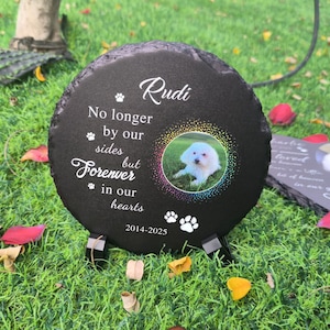 Personalised Dogs Grave Stone Rotundity Slate Marker,Pet Grave Marker Headstone,Pet Plaque With Photo,Loss Of Dog Cat Sympathy Gift