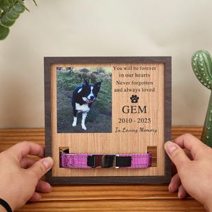 Personalized Memorial Pet Collar Sign with Photo,Pet Collar Holder, Pet Loss Gift,Wooden Pet Sympathy Sign, Dog Bereavement