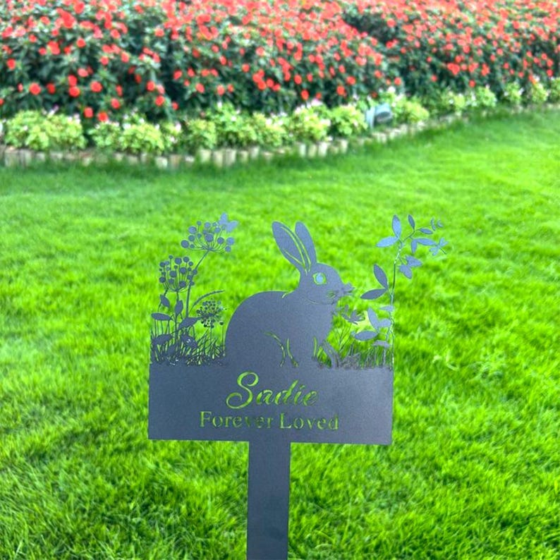 Custom Metal Rabbit Memorial Garden Sign, Bunny Garden Sign,pet Metal ...