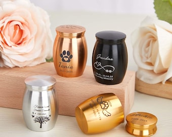 Gepersonaliseerde mini-urn met gravure, aangepaste ashouder, herdenking verlies klein huisdier, aandenken huisdier gedenkteken voor kat of hond