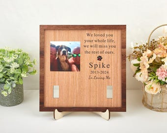 Custom Memorial hond foto houten lijst, Memorial huisdier kraag teken, hond Memorial houten frame met kraag houder, fotolijst hond, huisdier verlies geschenken