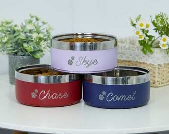 Bol pour animal de compagnie en acier inoxydable avec nom bol de nourriture bol d'eau bols pour chat cadeau chien chat, bol pour chien personnalisé bols d'alimentation pour chien personnalisés isolés