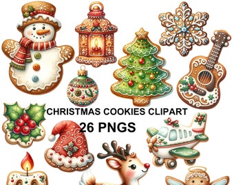 Watercolor Christmas Cookies Clipart, Gingerbread Png, Sublimation Gingerbread, Gingerbread Cookie, Gingerbread Clipart, Christmas Gifts