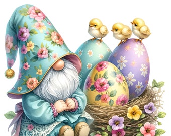 Watercolor Easter Gnome Clipart Bundle (Digital Download)