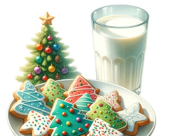 Clipart aquarelle de biscuits de Noël : sublimation des fêtes PNG (téléchargement numérique)